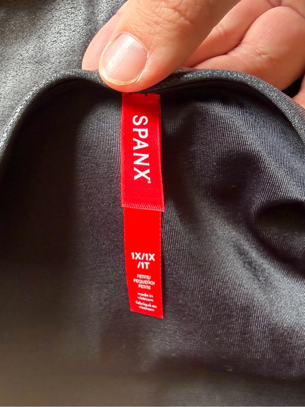 SPANX Black Metallic Shaping Waist Smooth Fit Faux Leather Legging High-Rise 1X - Picture 5 of 10